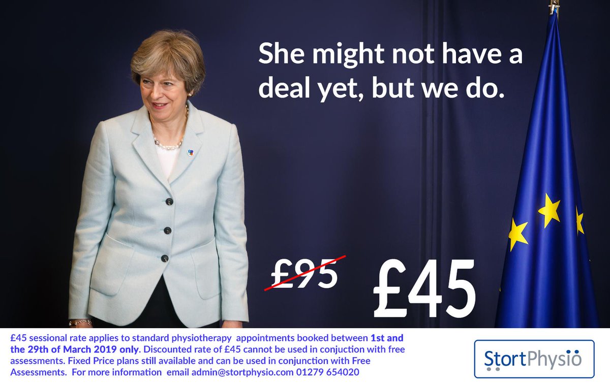 StortPhysio's tweet photo. A cheeky jibe to start the day. #physio #backpain #brexit #bishopsstortford #stansted #harlow #deal https://t.co/hT6S5pIBjN