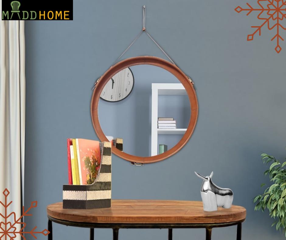 maddhome's tweet photo. Classic Brown Real Leather Round Wall Mirror

#MaddHome #HomeDecor #WallMirror

RETAIL PRICE: Rs. 8,439

OFFER PRICE: Rs. 6,329

Shop today- https://t.co/DxR8droRfv https://t.co/eTyGm3AZY6