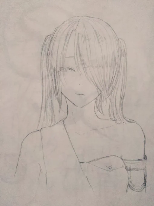 儚げな少女と雪女描いた 
