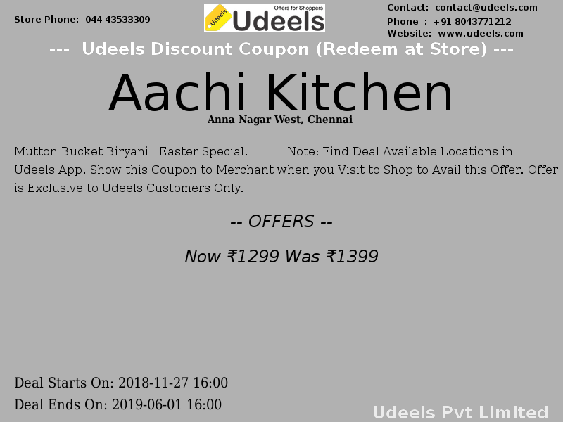 UdeelsU's tweet photo. Now ₹1299 Was ₹1399 | Mutton Bucket Biryani   Easter Special | #AachiKitchen | #Food | #AnnaNagarWest | #Chennai
https://t.co/tdKM7h1SWH https://t.co/du7NU0i1pY