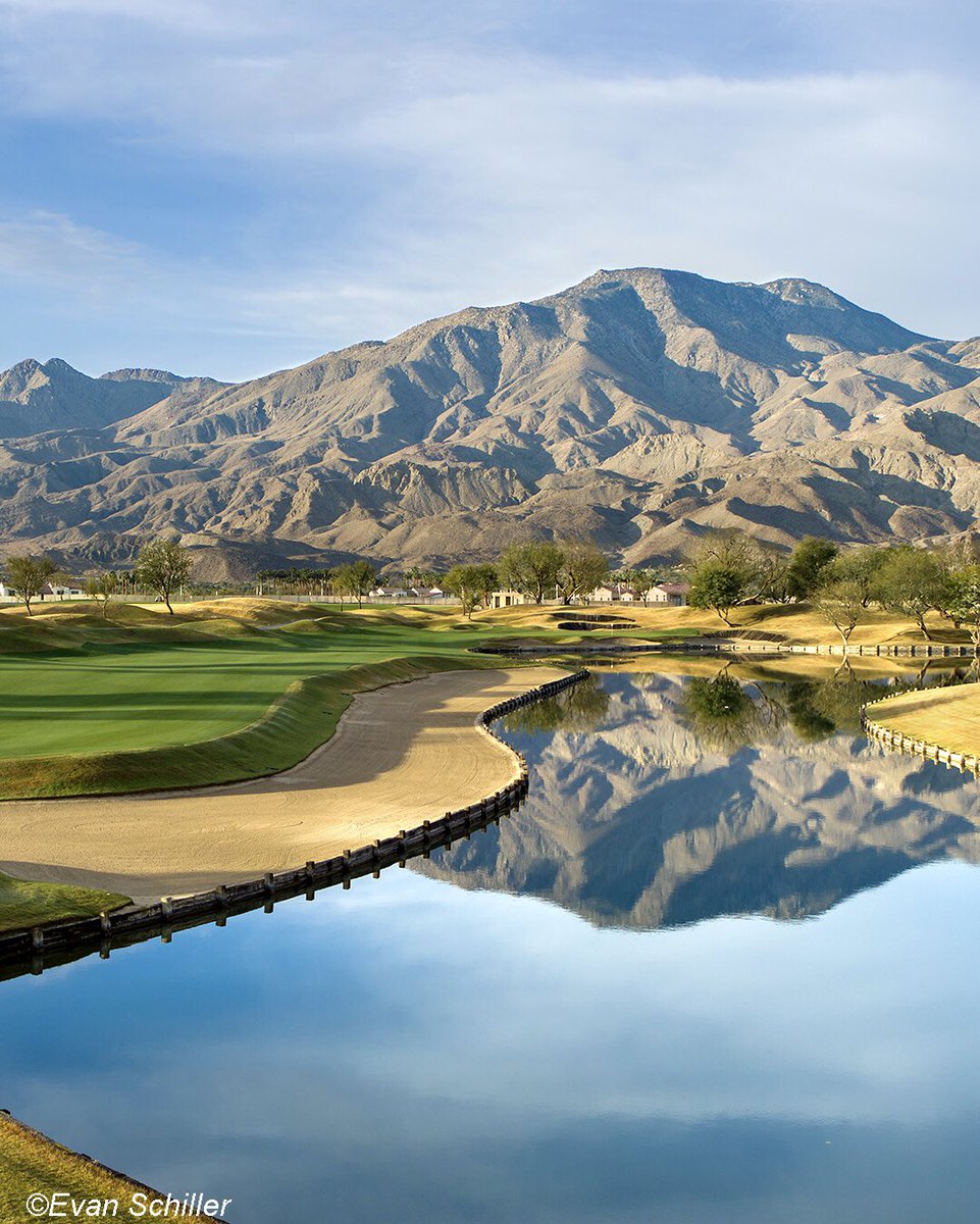 Sunrise on 9th Hole of Stadium Course at @PGAWESTGOLF aka “Reflection”. my golf course photography career began here after being so inspired by this view The year this course opened. #golfcoursephotographer #Inspiration #stadiumcourse