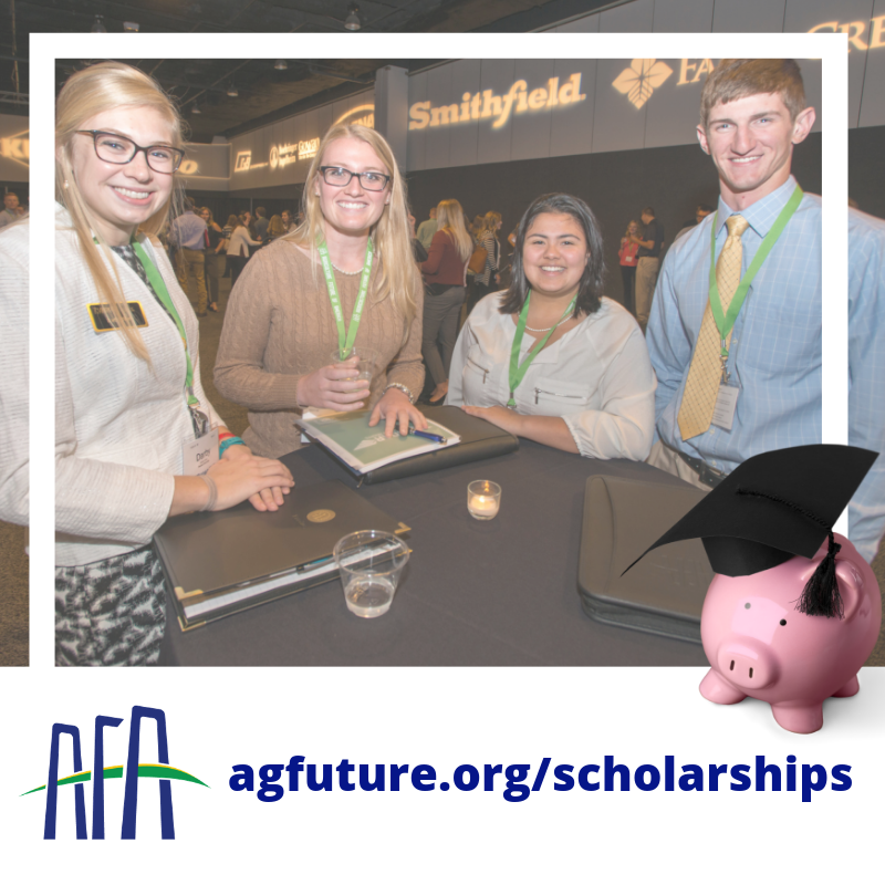 AgFutureAmerica's tweet photo. Picture this: graduating from college with fewer student loans and more career skills. Apply now for AFA Leader and Academic Scholarships for an opportunity to get a little closer to this reality. Visit https://t.co/dMW3nM4tbm. #scholarships #nextgenag https://t.co/KW8q5qzntp