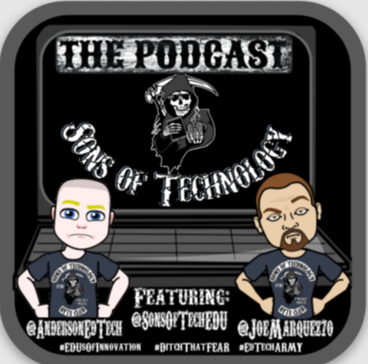 SonsOfTechEdu's tweet photo. Are you going to #CUE19? Do you listen to The Podcast by Sons of Technology? If so find us, @AndersonEdTech &amp; @JoeMarquez70, tell us what you like about it and we will give you one of our official stickers! If you don't listen, start today! @cueinc https://t.co/Dx5egraagq https://t.co/sc1LHJWs4a