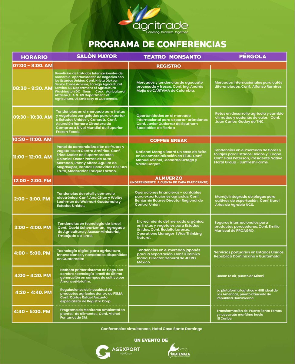 Compre su entrada hoy y asegure su cupo en el programa de conferencias de #AGRITRADE2019 un evento de <a href="/AGEXPORTGT/">AGEXPORT</a> No se lo pierda <a href="/Paolaalv/">Paola Alv</a> <a href="/amador1966/">Amador Carballido</a> <a href="/Estuard11098487/">Estuardo Castro</a>