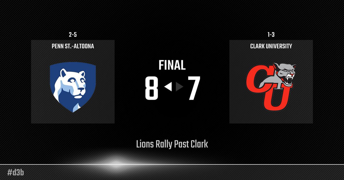 Lions baseball overcomes a 6-1 deficit tonight to defeat Clark 8-7. Tyler Manger pitched four innings in relief for the win, striking out four and allowing no earned runs. Austin Anderson had a two-hit game.
#d3b