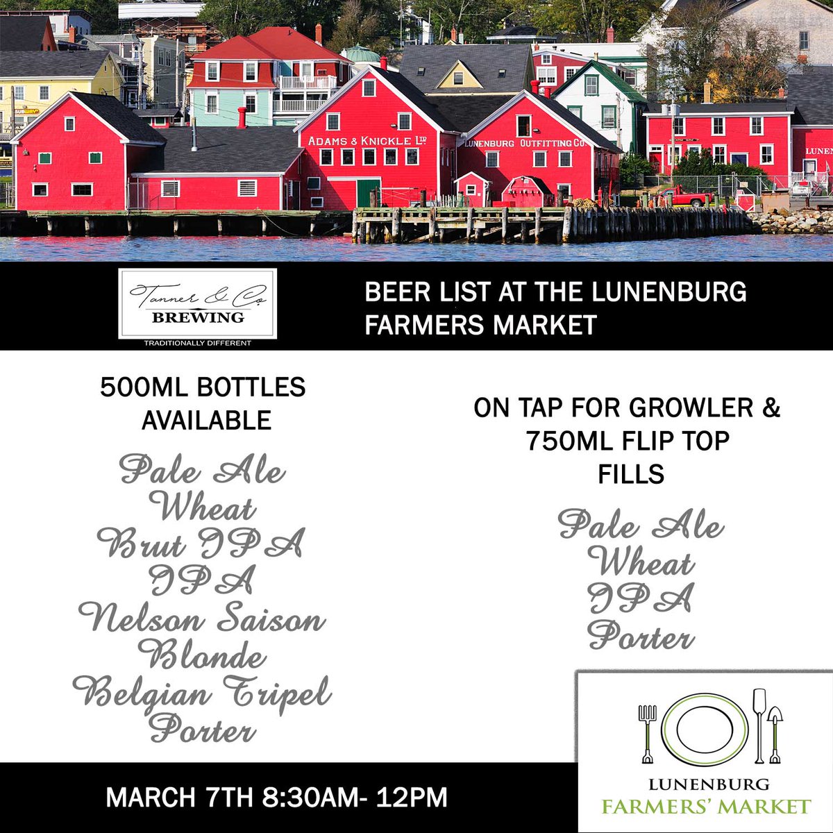 We're still riding the high of all the wonderful comments about our win last night, but we're back at it tomorrow.
Find us at the Lunenburg Farmers' Market tomorrow morning with all your weekend beer needs.  And then back at the brewery 2-6 in case you missed us there.