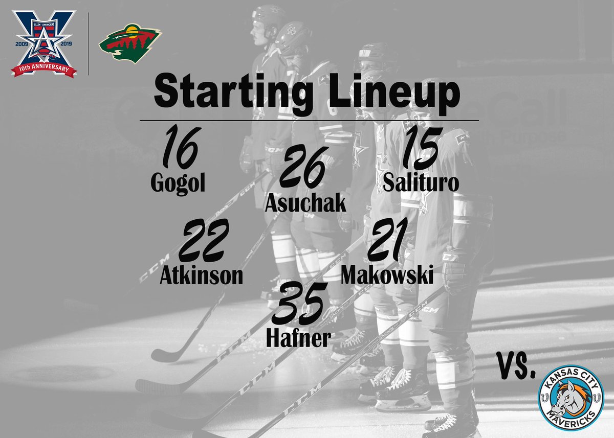 AllenAmericans's tweet photo. Your starters as we travel back to the future to face the Kansas City Mavericks! #ALNvsKC https://t.co/T7MEFSMNWx