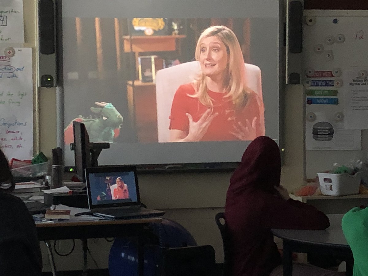 Sensational67s's tweet photo. Had a great #Skype with author/illustrator Cressida Cowell of “How to Train Your Dragon” fame today at @DeserontoPS Got our creative juices flowing!!! Thanks @SkypeClassroom https://t.co/FXfjgqE0ZN