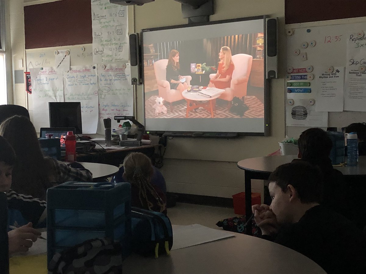 Sensational67s's tweet photo. Had a great #Skype with author/illustrator Cressida Cowell of “How to Train Your Dragon” fame today at @DeserontoPS Got our creative juices flowing!!! Thanks @SkypeClassroom https://t.co/FXfjgqE0ZN