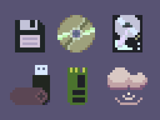 Tacobear8's tweet photo. A quick draw for today's theme.
Need to find a time to make up for yesterday 
#pixel_dailies #storagedevices #pixelart #aseprite https://t.co/sObjvcbwCm