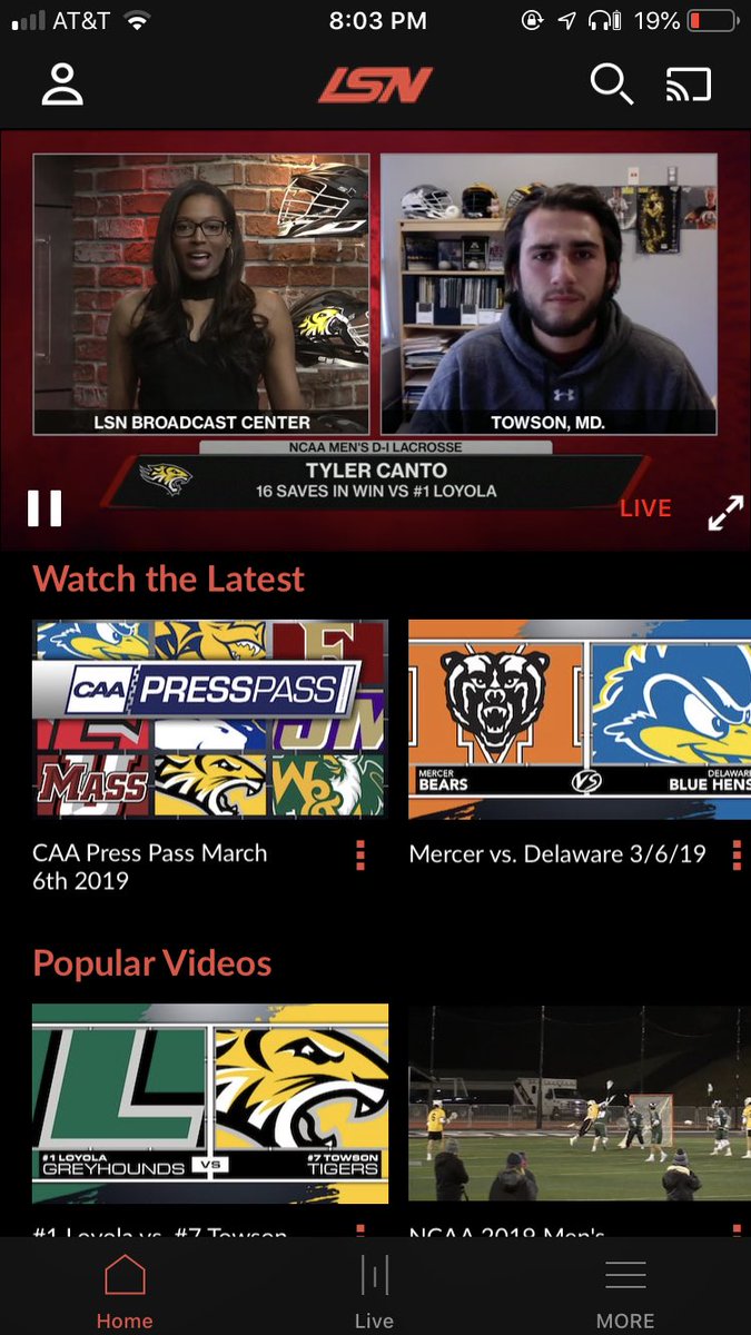 Tyler Canto getting interviewed on @LaxSportsNet talking about @Towson_MLAX success, immediately followed by Jeff Trainor highlights for @UMassMLacrosse Love seeing these Billerica guys represent at such a high level! @BillericaLax #billericaforever #classof2016