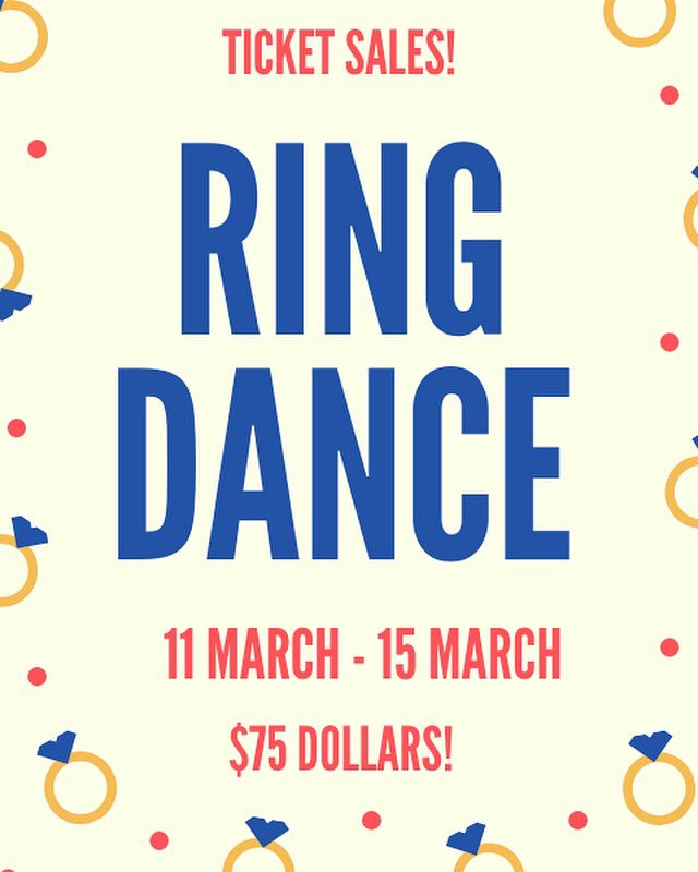 PAHS2020's tweet photo. IT’S BACK! Ring Dance tickets will be sold next week outside the auditorium during One Lunch for $75. Remember to get your guest forms from the bulletin board for approval. Guest forms MUST be cleared before purchase and each junior can only bring one guest. See you there! https://t.co/Jq0HF2WgtO