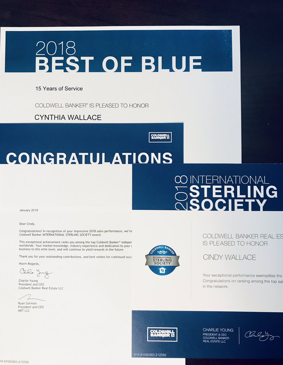 cindymwallace's tweet photo. Yesterday I was recognized not only for my 15 years with Coldwell Banker but for the distinction of being in the International Sterling Society for top performers. Many thanks to my clients and friends for your support and referrals. #ilovemyjob #realtor #atlantarealestate https://t.co/gQQfD8U4kj