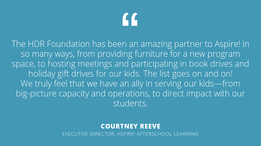 HDR_Foundation's tweet photo. Our grant to @AspireArlington provided new furniture &amp; equipment to expand the program site. This allowed the number of kids served to double, reaching an additional 150 students in the community. Our employee contributions are making a difference! https://t.co/khDHOkiYsL