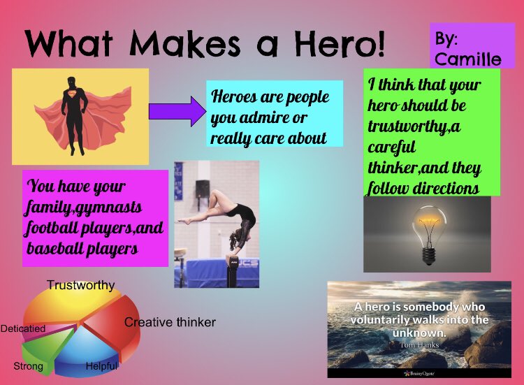 EncinoGT's tweet photo. What is a hero? #4thgrades create infographics! #neisdgt https://t.co/nffZ1TCm6I
