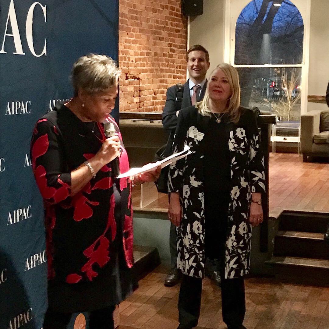 AIPAC's tweet photo. AIPAC was proud to host a Celebration of Women in Leadership tonight in honor of International Women’s Day. Thank you to the members of Congress who joined, especially @RepLawrence and @DebbieLesko, Co-Chairs of the Congressional Caucus for Women's Issues, who opened the program. https://t.co/VnHMqnGufQ