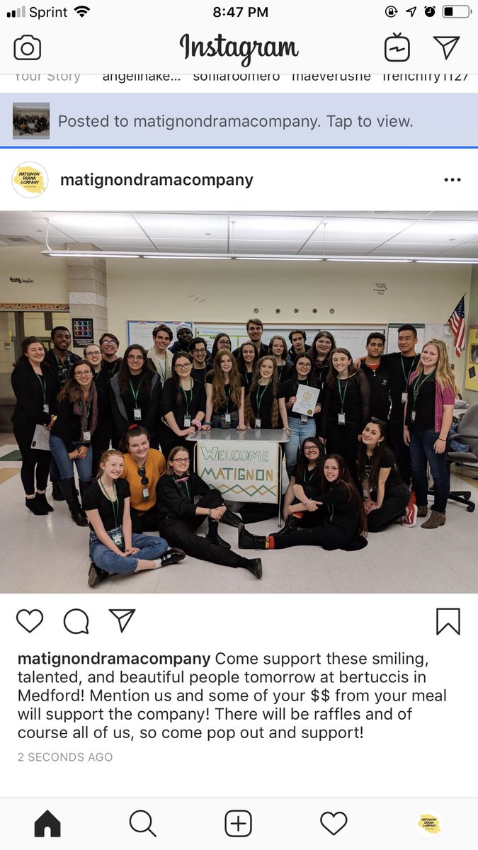 DramaMatignon's tweet photo. Come support these smiling, talented, and beautiful people tomorrow at bertuccis in Medford! Mention us and some of your $$ from your meal will support the company! There will be raffles and of course all of us, so come pop out and support! https://t.co/MdOGvyYLCJ