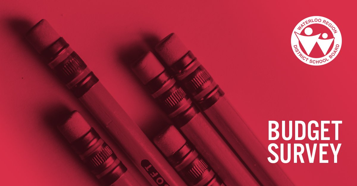 It's budget #survey time. 💸💲💵

Don't miss the opportunity to tell us where you think our money should go. By taking this 5-minute survey, you, our #WRDSB fam, will help us point out funding areas that are a priority to you.

SURVEY: bit.ly/2IUiemb
