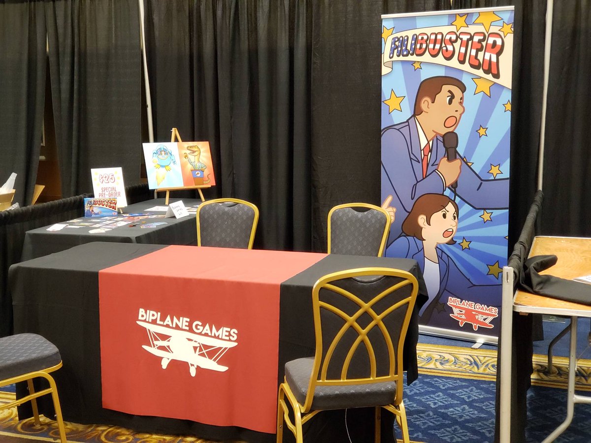 BiplaneGames's tweet photo. Our booth is mostly ready @DiceTowerWest and we are excited to get started tomorrow afternoon!
#BiplaneGames #Filibuster #boardgames #indiegames #indiegaming #tabletop #tabletopgames #dicetower #dicetowerwest #comingsoon #politicalhumor #politics https://t.co/493ODm3kiS