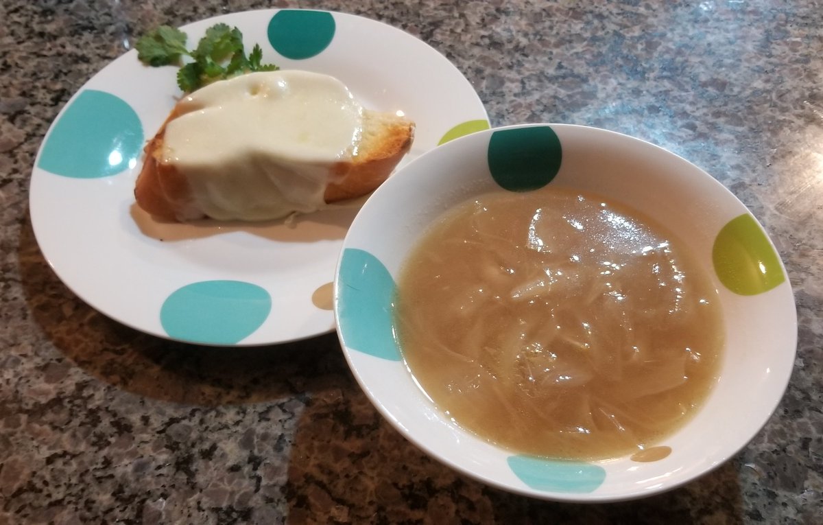 #FrenchOnion #soup with 3 #cheese baguette