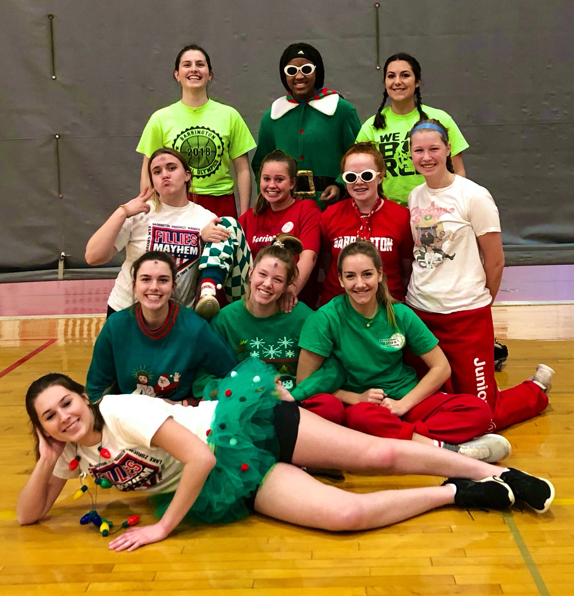 DuffNation_edu's tweet photo. 1st themed practice of the year- #MerryChristmas from the #Dufflings! The team that goofs together will later dominate together! #TeamWorkMakesTheDreamWork #BHSSoftball #PolarVortexinMarch 🥎❤️🐴🎄☃️❄️ https://t.co/KTde73cWw4