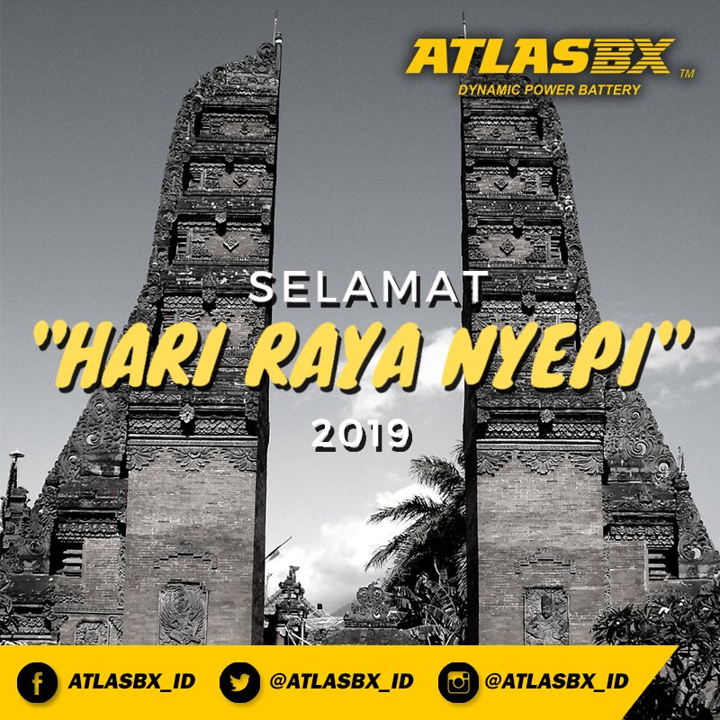 ATLASBX_ID's tweet image. Segenap keluarga besar ATLAS BX mengucapkan &quot;Selamat Hari Raya Nyepi 2019&quot;.
 #Nyepi2019 #StartStopSystem #Charge #AkiMobil #Accumulator #AccuMobil #AccuMaintenanceFree #MaintenanceFree #AkiKorea #BateraiMobil #Baterai #IdlingStop #ISSTechnology #Otomotif #Otomobil #OtomotifMobil