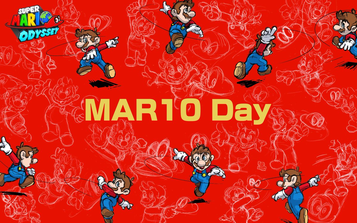スーパーマリオ オデッセイ 本日 3月10日は マリオの日 今年は帽子投げのポーズを検討した時のスケッチで こんなイラストを作ってみました 実際のゲームのポーズと見比べてみてください Mar10day マリオの日