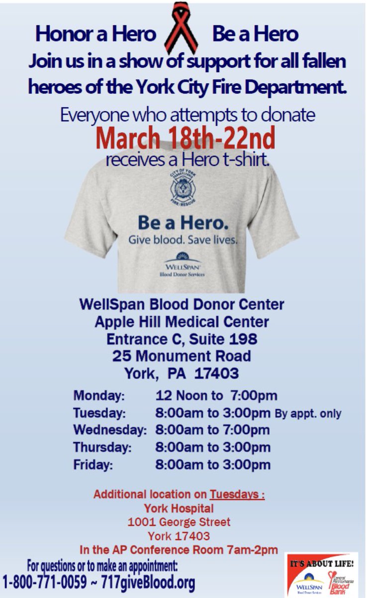 Honor our heroes by being a hero and donating blood. Thank you to Wellspan Blood Donor Center for thinking of us. #wewillneverforget #givingbloodiscool #wellspanblooddonorcenterrocks
