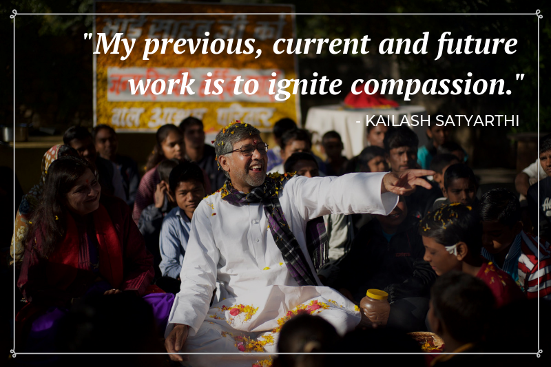 FreeEveryChild's tweet photo. “My previous, current and future work is to ignite compassion.” - @K_Satyarthi #GlobalizeCompassion #WednesdayWisdom https://t.co/8aKiRiI5b4