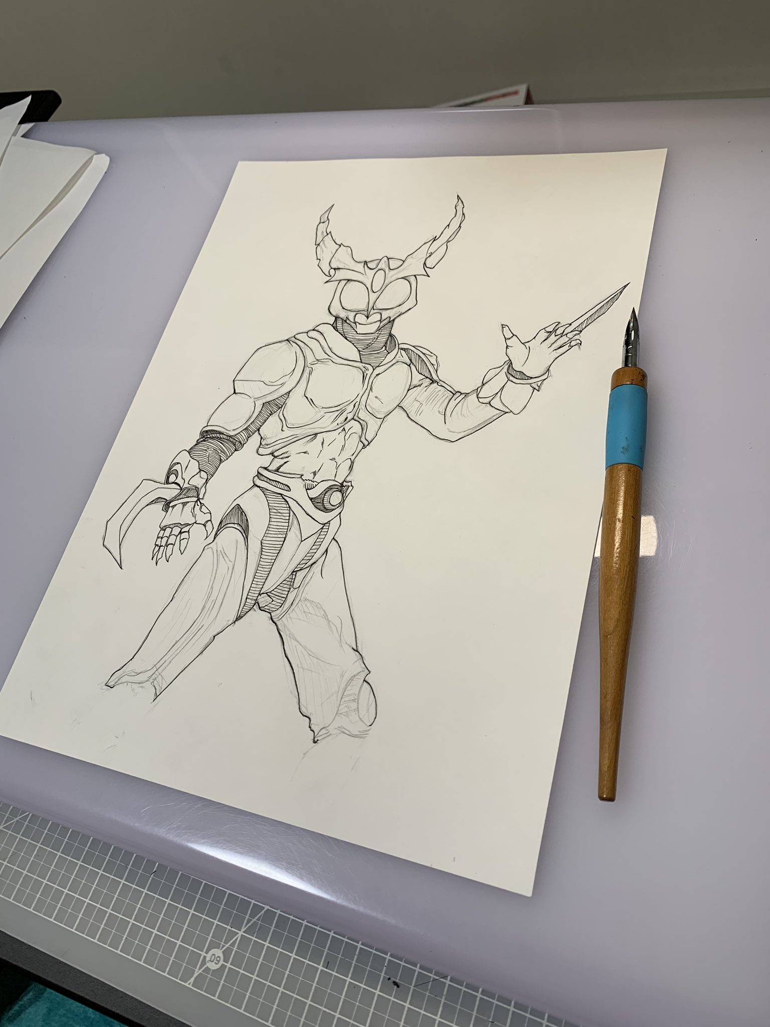 焼そばトースト お仕事募集中 線画途中です ちょっとばかし仮面ライダーの 中ではマニアックかもですが ギルスさんを描いてます 仮面ライダー 仮面ライダーアギト ギルス イラスト練習 イラスト王国 絵描きの輪 絵の島 絵描きさんと繋がりたい