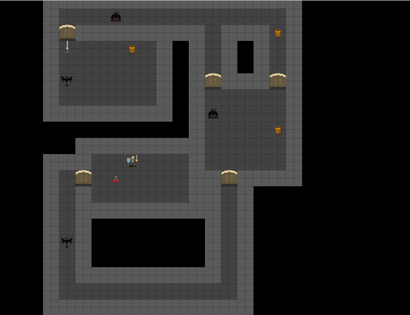shaddockh's tweet photo. #7drl Day 5.  Slowing down....  Worked on procgen mostly, plus some polish...probably will only get 1 more night to work on this.  It's looking pretty iffy at this point. https://t.co/maEg0V2ZcJ