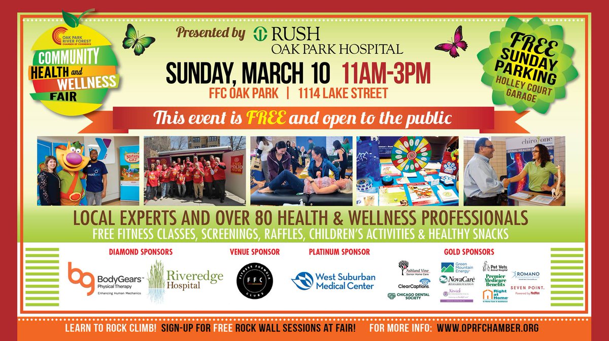 Looking forward to participating in the 5th Annual OPRF Chamber Community Health &amp; Wellness Fair! If you're in the area, come see us! Oak Park - River Forest (OPRF) Chamber of Commerce <a href="/OPRFChamber/">OPRF Chamber</a> - Info Attached!