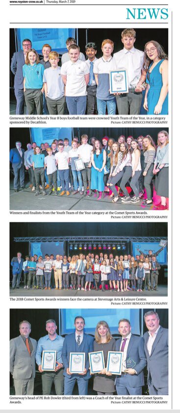 #GoodNews coverage of our double national <a href="/PSSchoolsCup/">PlayStation Schools’ Cup</a> <a href="/SchoolsFootball/">English Schools' Football Association</a> winning ‘Invincibles’ boys football team and their ‘super coach’ Mr Dowler <a href="/CometSportAward/">Comet Sports Awards</a> in our own local <a href="/roystoncrow/">Royston Crow</a> #TEAM #CRISP