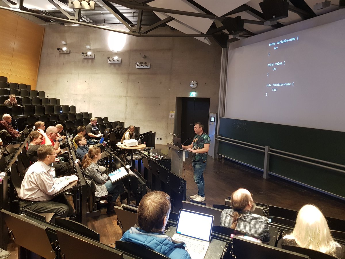 LondonPerl's tweet image. The @perlcon organiser @andrewshitov has come to Munich to speak about #perl6 at the #gpw2019. He&apos;s already been busy signing copies of his books and he&apos;s now explaining how to create a compiler in Perl 6. Should we ask him to come to London this winter?