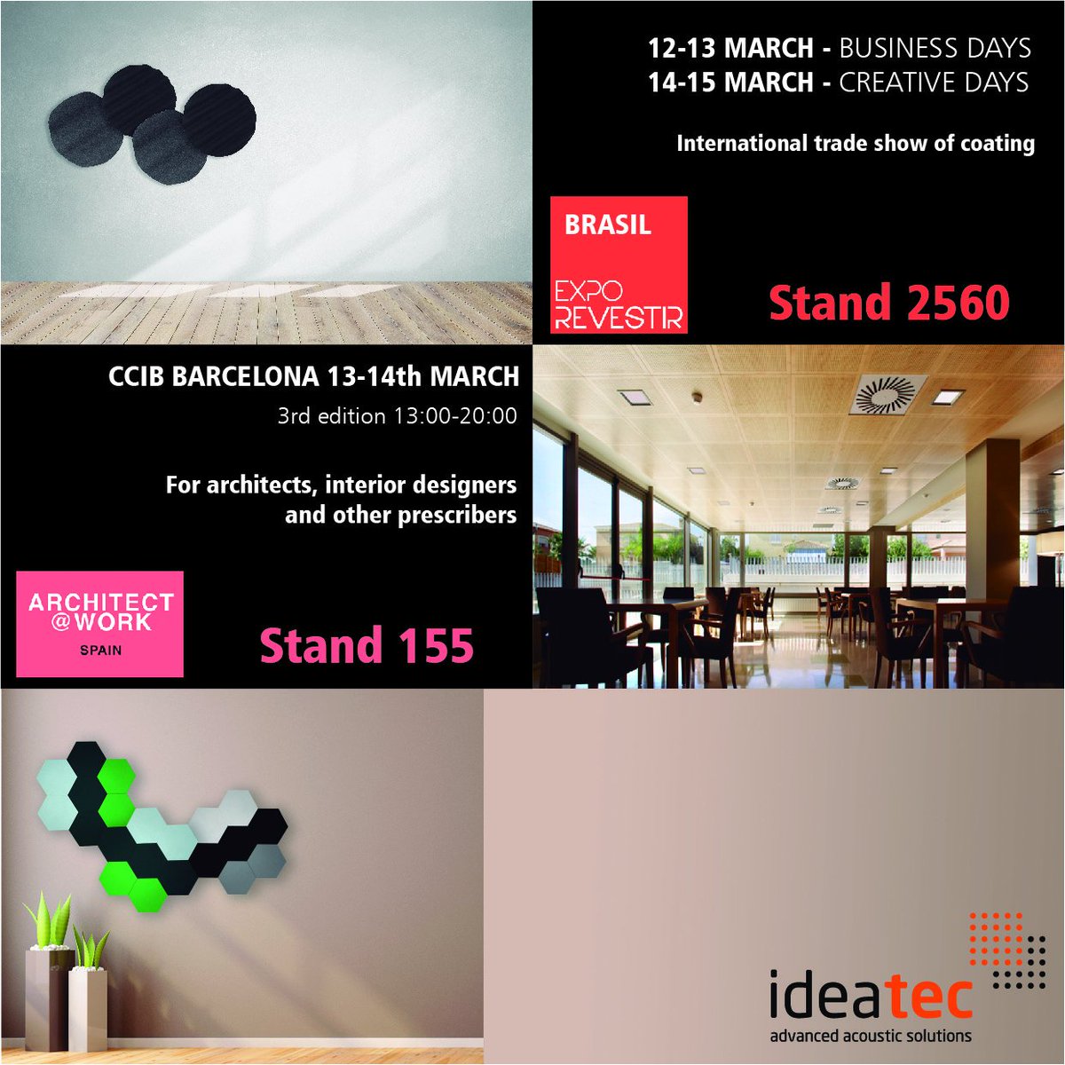 Ideatec_FR's tweet photo. La semaine prochaine, nous présenterons nos produits à deux salons: les 13 et 14 mars à @architect_at_work à Barcelone et du 12 au 15 mars à @exporevestir_oficial au Brésil. 

N'hésitez pas à nous rendre visite! https://t.co/PLVUYsheqP