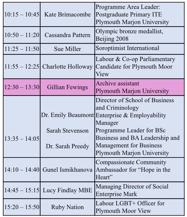 MarjonSUDeputy's tweet photo. As promised, the following is the agenda for the #WomenInLeadership conference 2019! If you wish to attend the conference, even just the one session, please register your interest by either DM or emailing tbrenen@marjon.ac.uk https://t.co/kZrhdmFlJ2