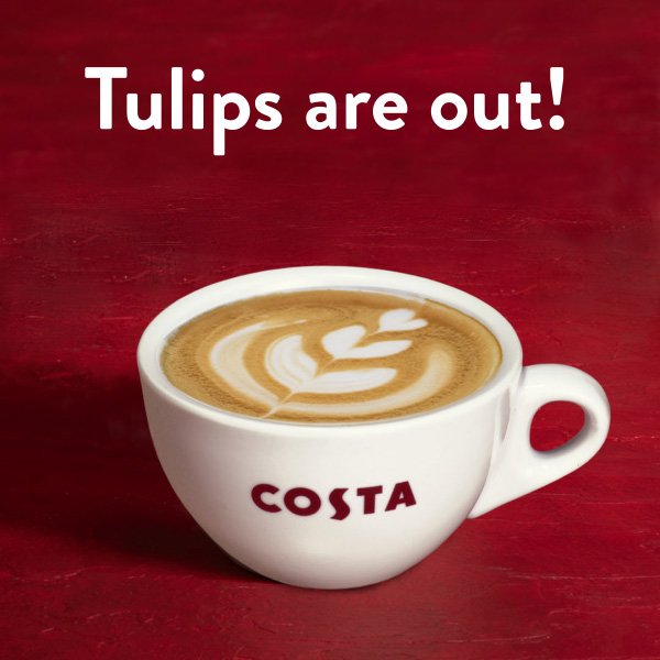 First day of #Spring and the tulips are already appearing at Costa Coffee! Had your first Flat White of the season yet? 🌷🌷🌷