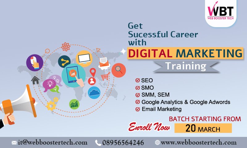 WebBoosterTech's tweet photo. Do you want to make a career in #DigitalMarketing?
We at #WebBoosterTech provide various Digital Marketing Training Courses.
For more information Visit our Website https://t.co/6HGzQwtbGR
📞Call now:- +91 8956564246
📧Email us:- it@webboostertech.com
#SEO #SEM #SMO https://t.co/QY4jwo0KRn
