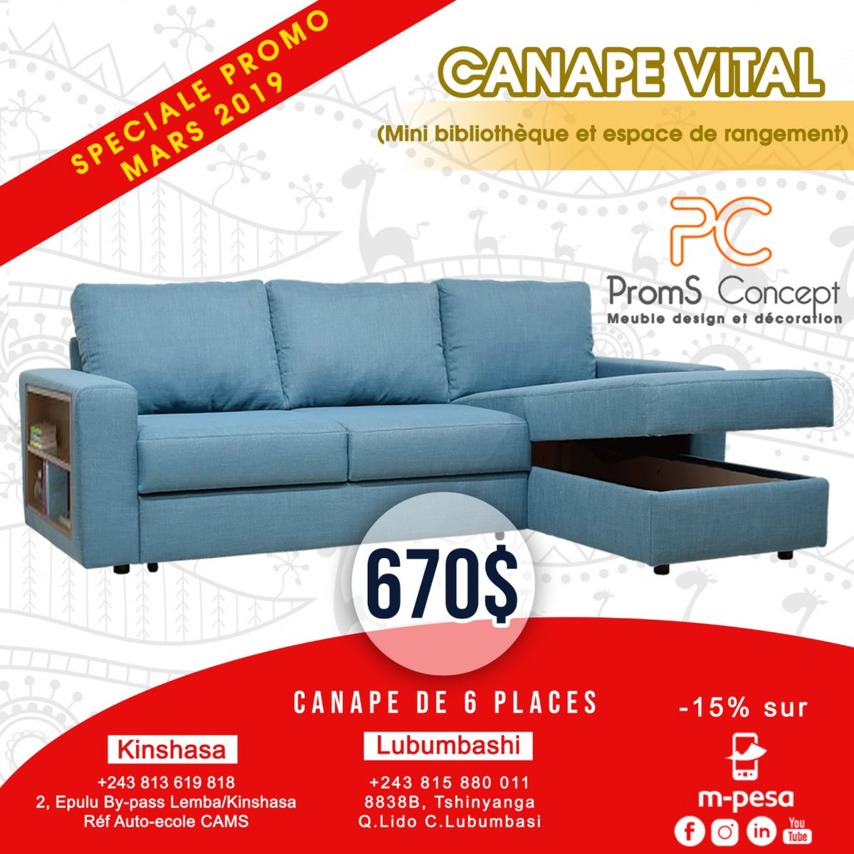 PromsMwamba2's tweet photo. Mois de mars....Max de promo
Canapé VITAL à 670$
Disponible à Kinshasa et à Lubumbashi
Livraison à domicile GRATUITE
#PromSConcept #CanapéVITAL #Canapé2019 #Kinshasa #Lubumbashi https://t.co/EtSBkkcx7j