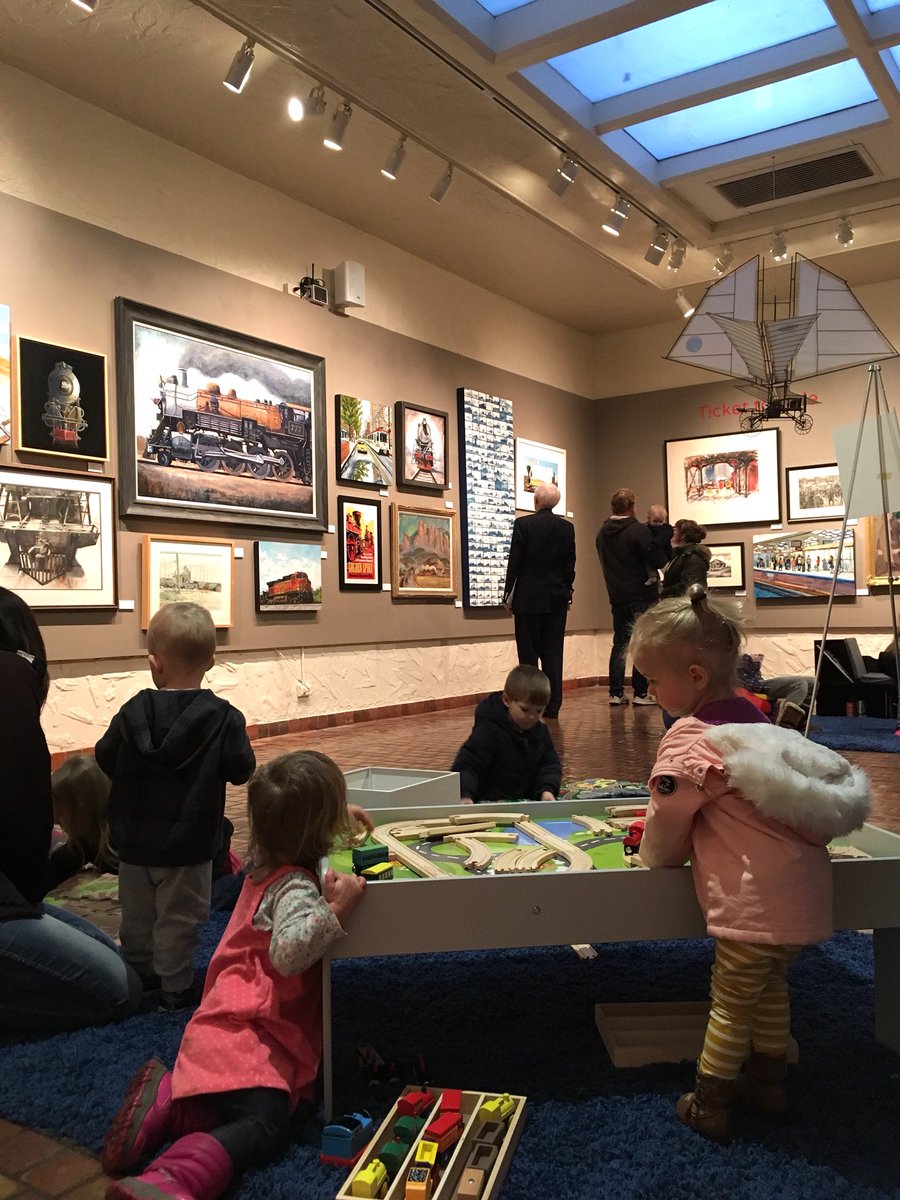 SMofA's tweet photo. We opened a brand new exhibition tonight that is all about TRAINS! Come check out this fun family-friendly show in conjunction with @Spike150U as we celebrate the 150th anniversary of the transcontinental railroad! #AllAboard #spike150 #springvillemuseum https://t.co/R4wqBuLvfQ
