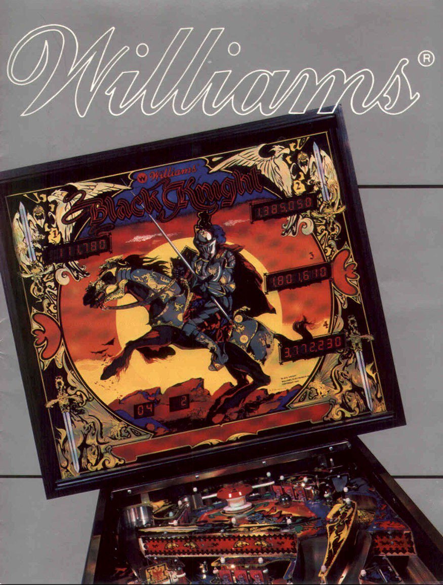Nintendork9's tweet photo. Today's #PFOTD #129 is Black Knight by Williams made in Nov. 1980. 13,075 were made. Designed by legendary Steve Ritchie and Larry DeMar this #Pinball was the first stolid state table do you have 2 levels of play. It also had a Magna save feature on either side of the table. 😍 https://t.co/YYhBAfqb7R