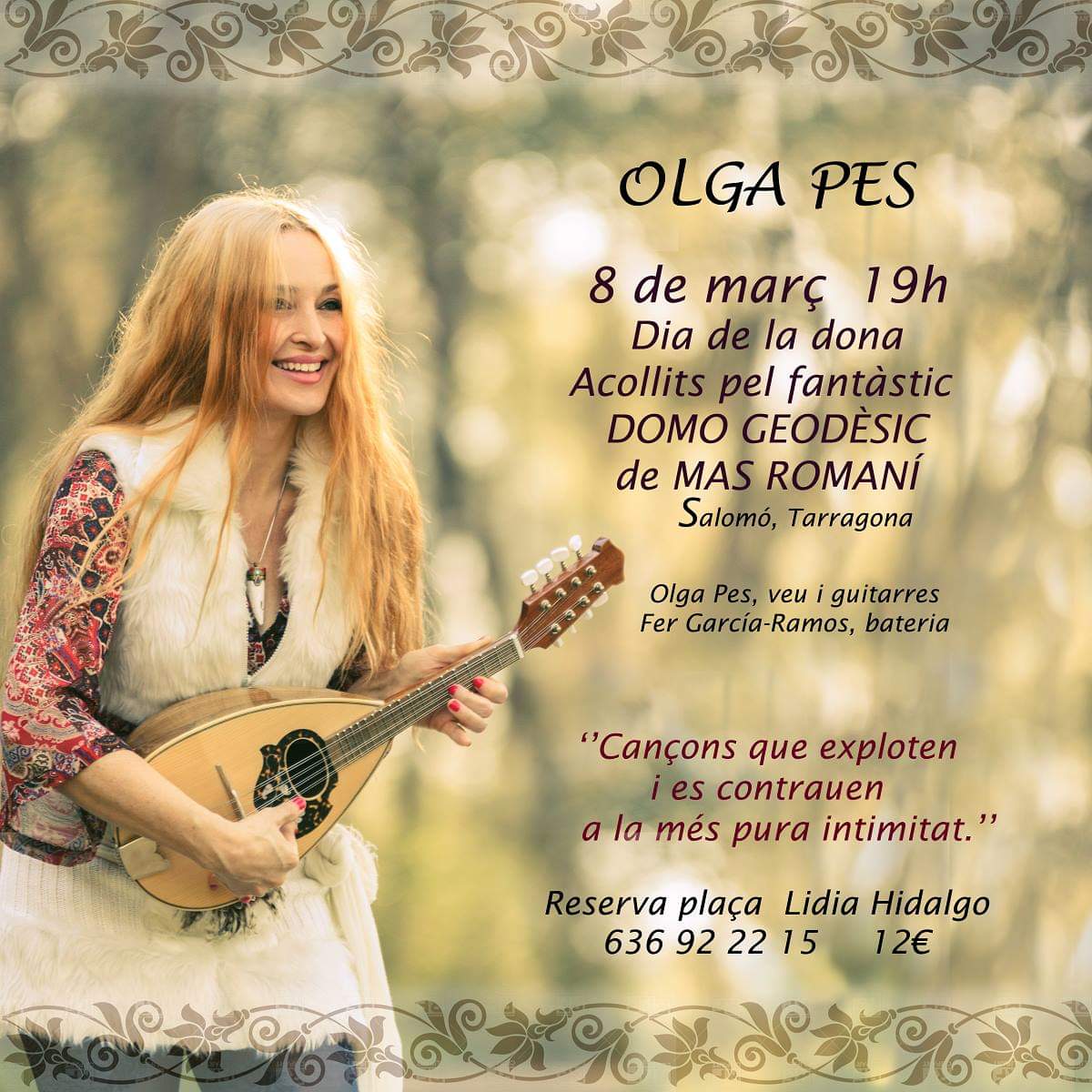 OlgaPes's tweet photo. #DiaDeLaMujer #conciertos #domogeodésico #salomó #Tarragona #campdetarragona #tarragonamusica #capdesetmana #Agenda #olgapes #domo #Musica #musicaconsciente https://t.co/lL6KudJgO3