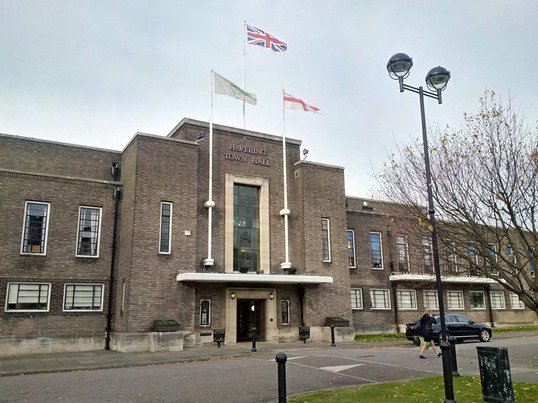 LBofHavering's tweet photo. Following the tragic murder of Jodie Chesney last week, the Town Hall will be lit up in purple tonight as a community march to Romford Police Station takes place. https://t.co/to7D1xUkIg