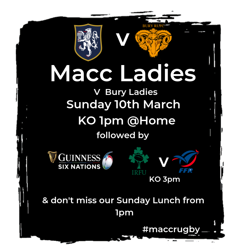 MaccRugby's tweet photo. Join us this Sunday as we support our Macc Ladies and enjoy a pre-game lunch!
https://t.co/m22vWIBOyI https://t.co/DsQLCPQoPA