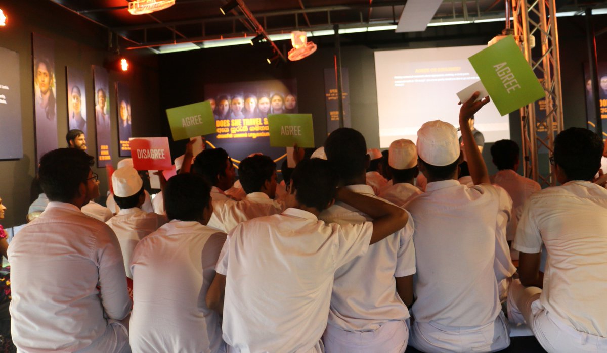 UNFPASriLanka's tweet photo. LIVE: Full house at #DoesSheTravelSafe this afternoon! We are engaging with young men and #boys to raise awareness about sexual harassment in public transport in #SriLanka. 

#IWD2019 https://t.co/y42xmwuJU4