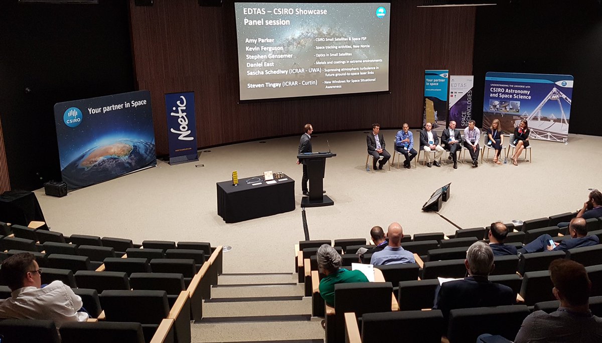 Techmurf's tweet photo. Wrapping up our time in Perth with a panel session discussing a range of exciting #space #science projects at @CSIROnews Showcase held in conjunction with #EDTAS. The future is exciting. @AusSpaceAgency https://t.co/TjtrWZhXrD
