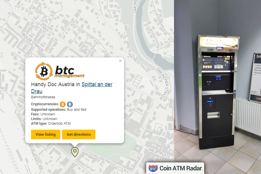 CoinATMRadar's tweet photo. New installed #OrderbobATM #bitcoin machine at Handy Doc Austria in Spittal an #derDrau. Operated by #BTCManagementGmbh. Supported coins: #BTC #ETH
https://t.co/0ax9TaAzR7 https://t.co/XaB8fT2OYT