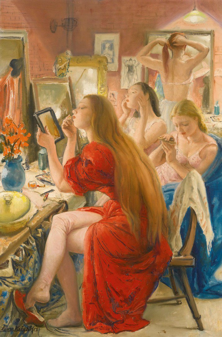 Dame Laura Knight - Ballerinas, at the Make-Up Table, 1957