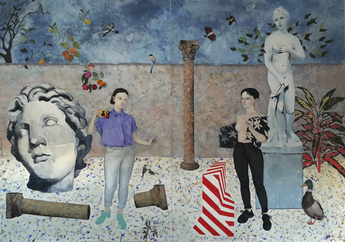 hoyesarte_com's tweet photo. Los Bravú, pareja de artistas formada por Dea Gómez y Diego Omil, presenta en el Centro de Arte Alcobendas Se non è vero, è ben trovato, una exposición de sus pinturas más recientes https://t.co/JjyggCpFw5 https://t.co/s5UpA27bC1