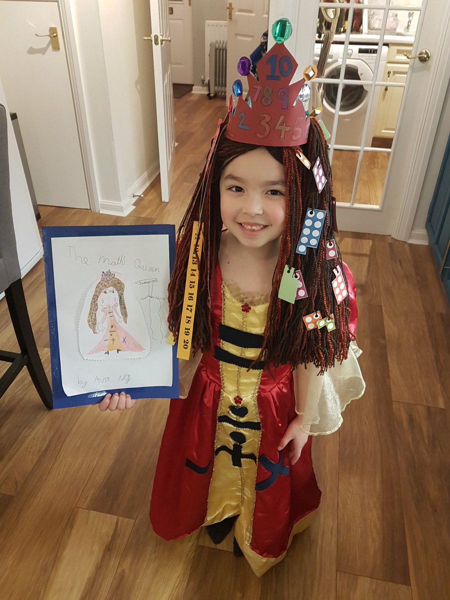 domfry86's tweet photo. @BBCRadio2 can I get a shoutout for my daughter Ava who has written her 500 words and sent them in just in time for World Book Day and looks wonderful as The Maths Queen she created. She goes to Great Bradfords Infant&amp; Nursery School, Braintree. #500words #youngwriters #bbcradio2 https://t.co/dIv1SfPSmo